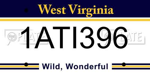 1ATI396 West Virginia License Plate