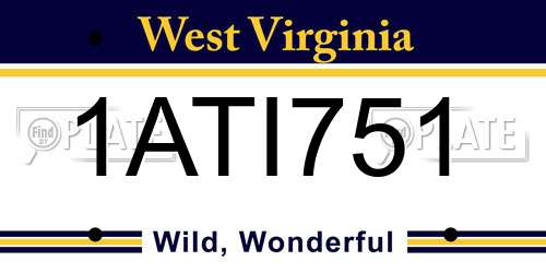 1ATI751 West Virginia License Plate