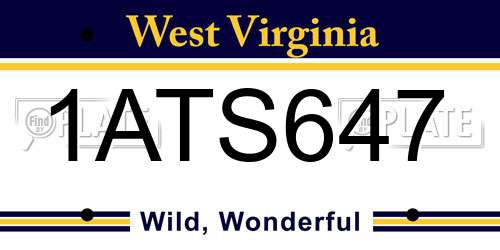 1ATS647 West Virginia License Plate