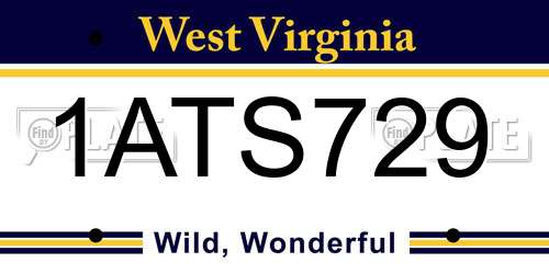 1ATS729 West Virginia License Plate