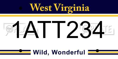 1ATT234 West Virginia License Plate