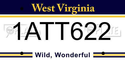 1ATT622 West Virginia License Plate