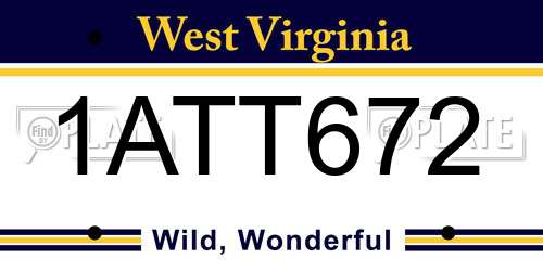 1ATT672 West Virginia License Plate