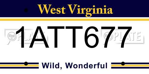 1ATT677 West Virginia License Plate