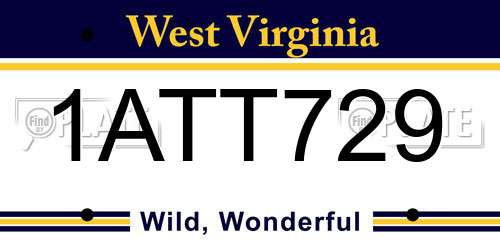 1ATT729 West Virginia License Plate