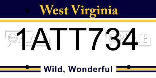1ATT734 West Virginia License Plate