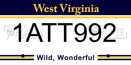 1ATT992 West Virginia License Plate