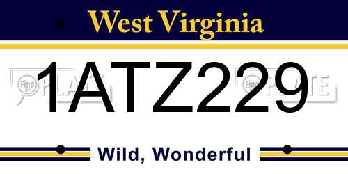 1ATZ229 West Virginia License Plate