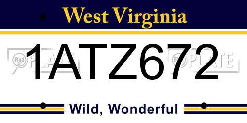1ATZ672 West Virginia License Plate
