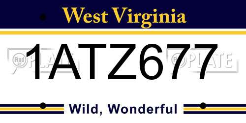 1ATZ677 West Virginia License Plate