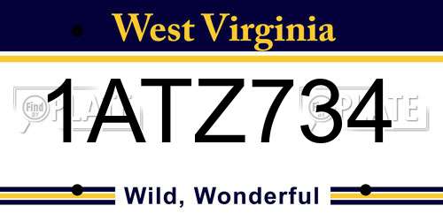 1ATZ734 West Virginia License Plate
