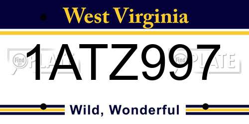 1ATZ997 West Virginia License Plate