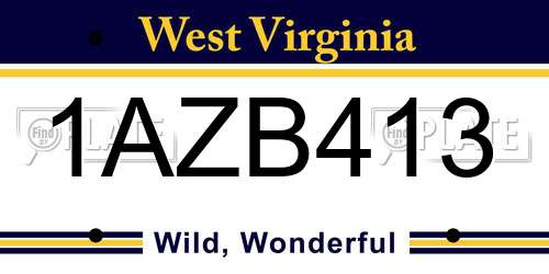 1AZB413 West Virginia License Plate