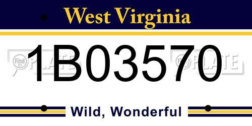 1B03570 West Virginia License Plate