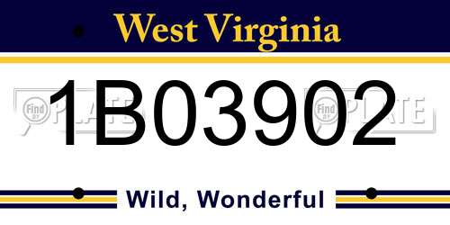 1B03902 West Virginia License Plate
