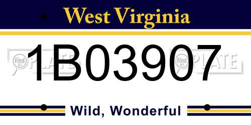 1B03907 West Virginia License Plate
