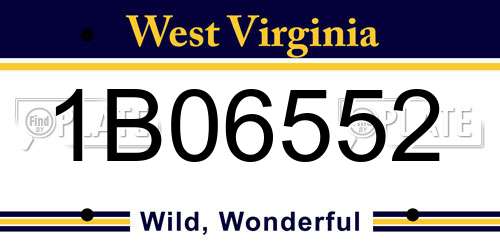 1B06552 West Virginia License Plate