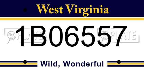 1B06557 West Virginia License Plate