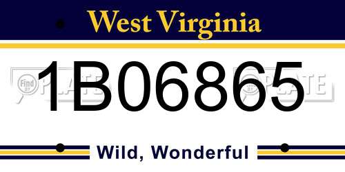 1B06865 West Virginia License Plate