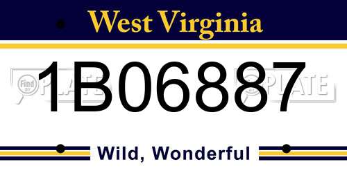1B06887 West Virginia License Plate