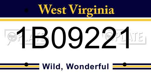 1B09221 West Virginia License Plate