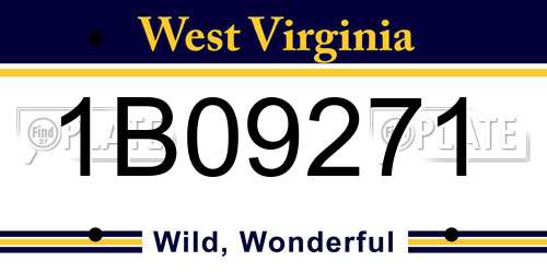 1B09271 West Virginia License Plate