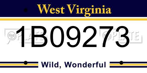 1B09273 West Virginia License Plate