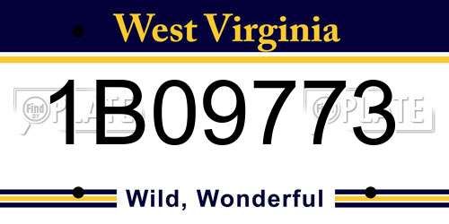 1B09773 West Virginia License Plate