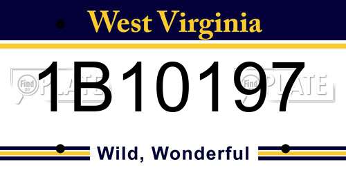 1B10197 West Virginia License Plate