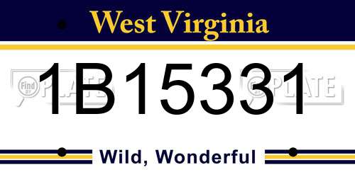 1B15331 West Virginia License Plate