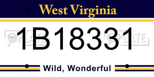 1B18331 West Virginia License Plate