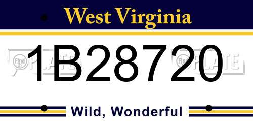 1B28720 West Virginia License Plate