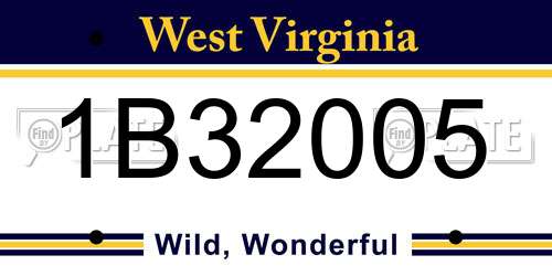 1B32005 West Virginia License Plate