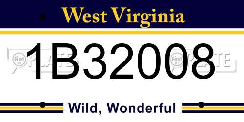 1B32008 West Virginia License Plate