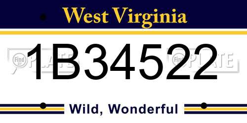 1B34522 West Virginia License Plate