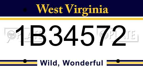 1B34572 West Virginia License Plate