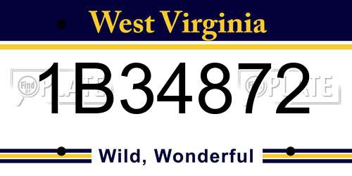1B34872 West Virginia License Plate