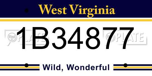 1B34877 West Virginia License Plate