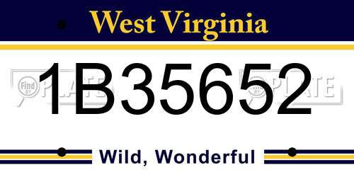 1B35652 West Virginia License Plate
