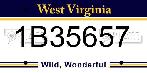 1B35657 West Virginia License Plate