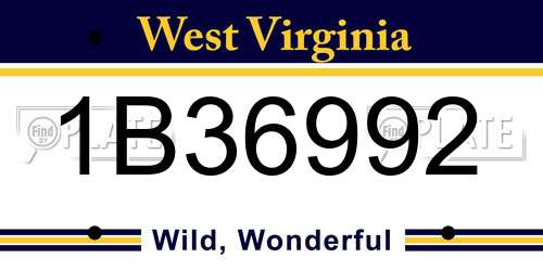 1B36992 West Virginia License Plate