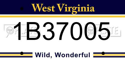 1B37005 West Virginia License Plate