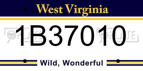 1B37010 West Virginia License Plate