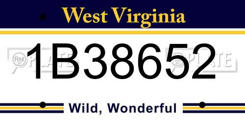 1B38652 West Virginia License Plate
