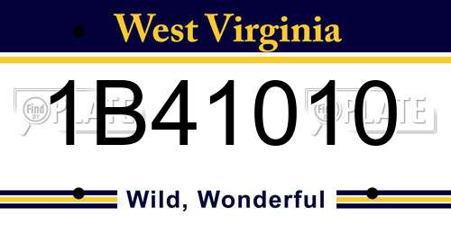1B41010 West Virginia License Plate