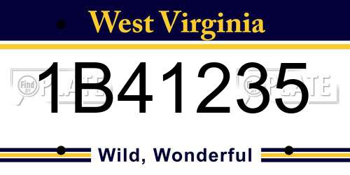 1B41235 West Virginia License Plate