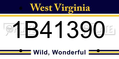 1B41390 West Virginia License Plate