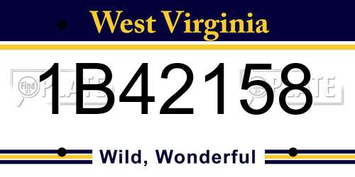 1B42158 West Virginia License Plate