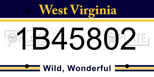 1B45802 West Virginia License Plate