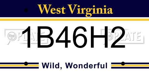 1B46H2 West Virginia License Plate